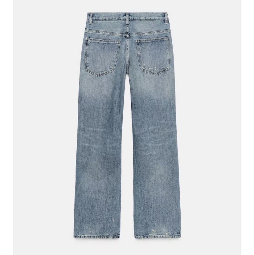 ZARA TRF RIPPED WIDE LEG RHINESTONE JEANS - Picture 2 of 3